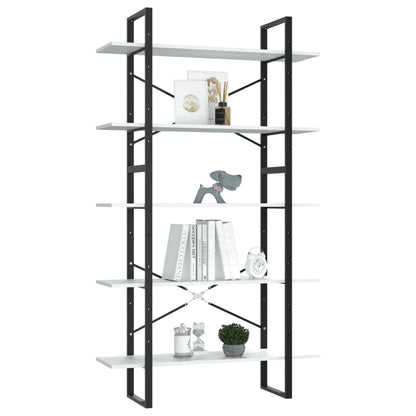 Libreria a 5 Ripiani Bianca 100x30x175 cm in Legno Multistrato | homemem39