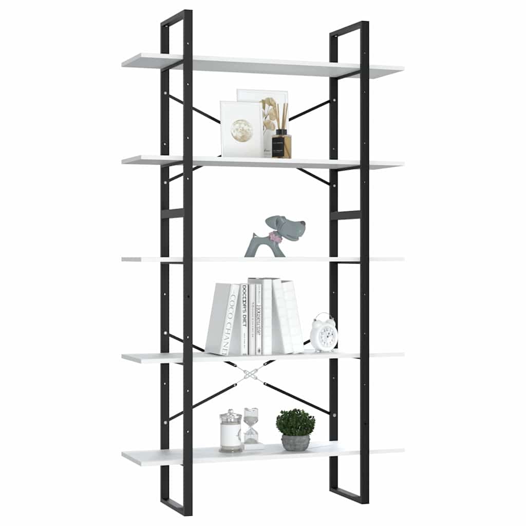 Libreria a 5 Ripiani Bianca 100x30x175 cm in Legno Multistrato