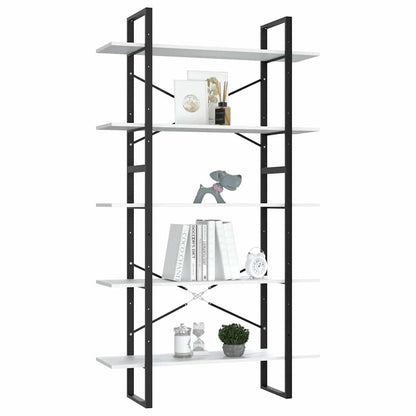 Libreria a 5 Ripiani Bianca 100x30x175 cm in Legno Multistrato