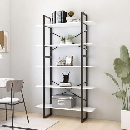 Libreria a 5 Ripiani Bianca 100x30x175 cm in Legno Multistrato | homemem39