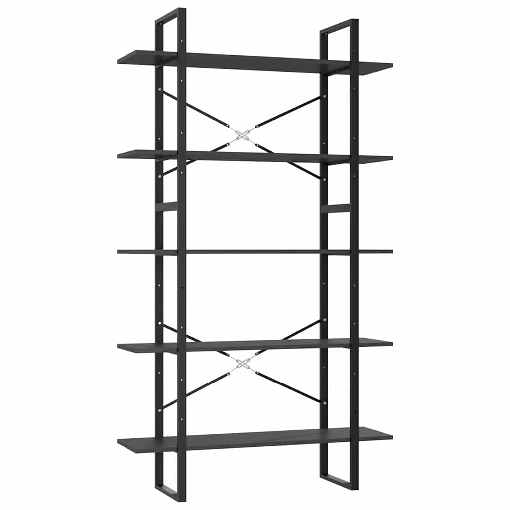 Libreria a 5 Ripiani Grigia 100x30x175 cm in Legno Multistrato