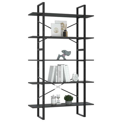 Libreria a 5 Ripiani Grigia 100x30x175 cm in Legno Multistrato