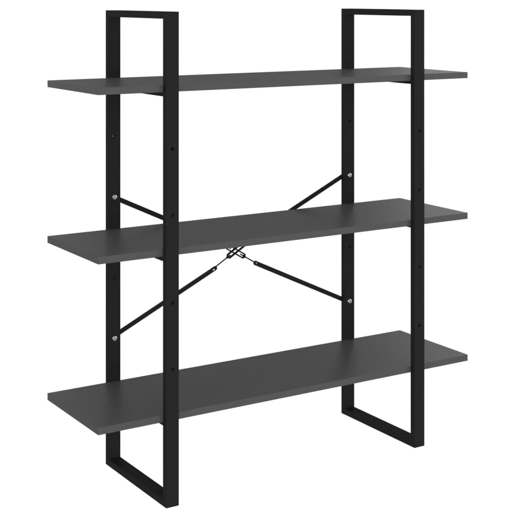 Libreria a 5 Ripiani Grigia 100x30x175 cm in Legno Multistrato | homemem39
