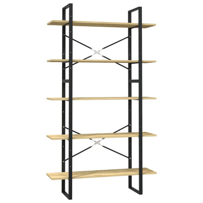 Libreria a 5 Ripiani 100x30x175 cm in Legno Massello di Pino