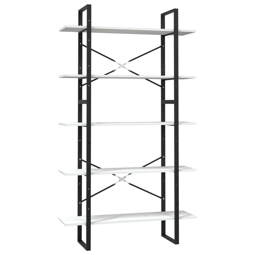 Libreria a 5 Ripiani Bianca 100x30x175 cm in Legno di Pino | homemem39