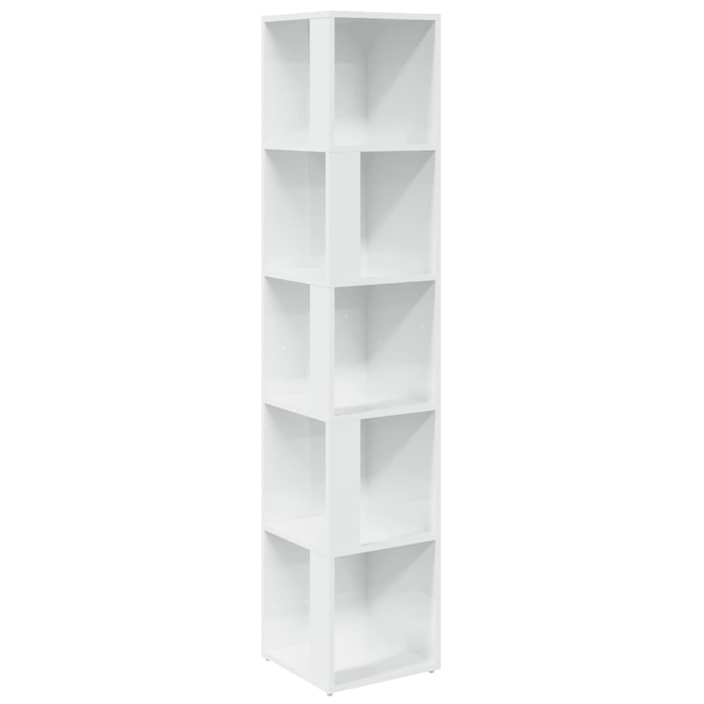 Armadio Angolare Bianco Lucido 33x33x164,5 cm in Truciolato