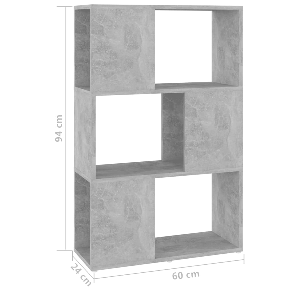 Libreria/Divisorio Grigio Cemento 60x24x94 cm in Truciolato