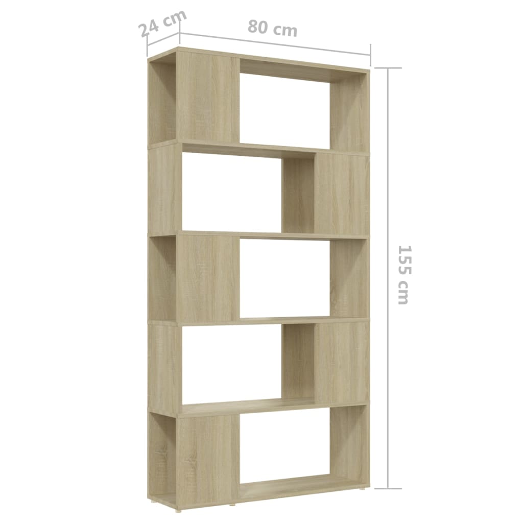 Libreria Divisorio Rovere Sonoma 80x24x155 cm in Truciolato | homemem39