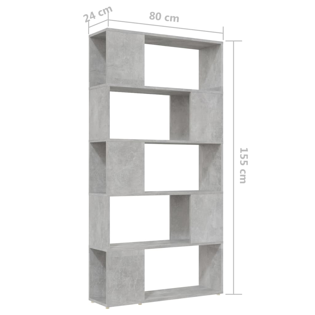 Libreria/Divisorio Grigio Cemento 80x24x155 cm in Truciolato | homemem39