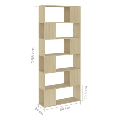 Libreria/Divisorio Rovere Sonoma 80x24x186 cm in Truciolato | homemem39