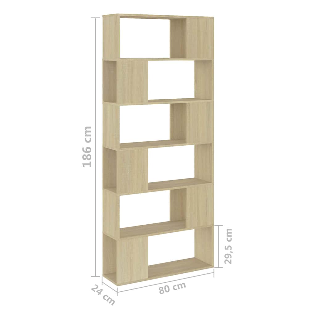 Libreria/Divisorio Rovere Sonoma 80x24x186 cm in Truciolato