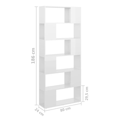 Libreria/Divisorio Bianco Lucido 80x24x186 cm in Truciolato