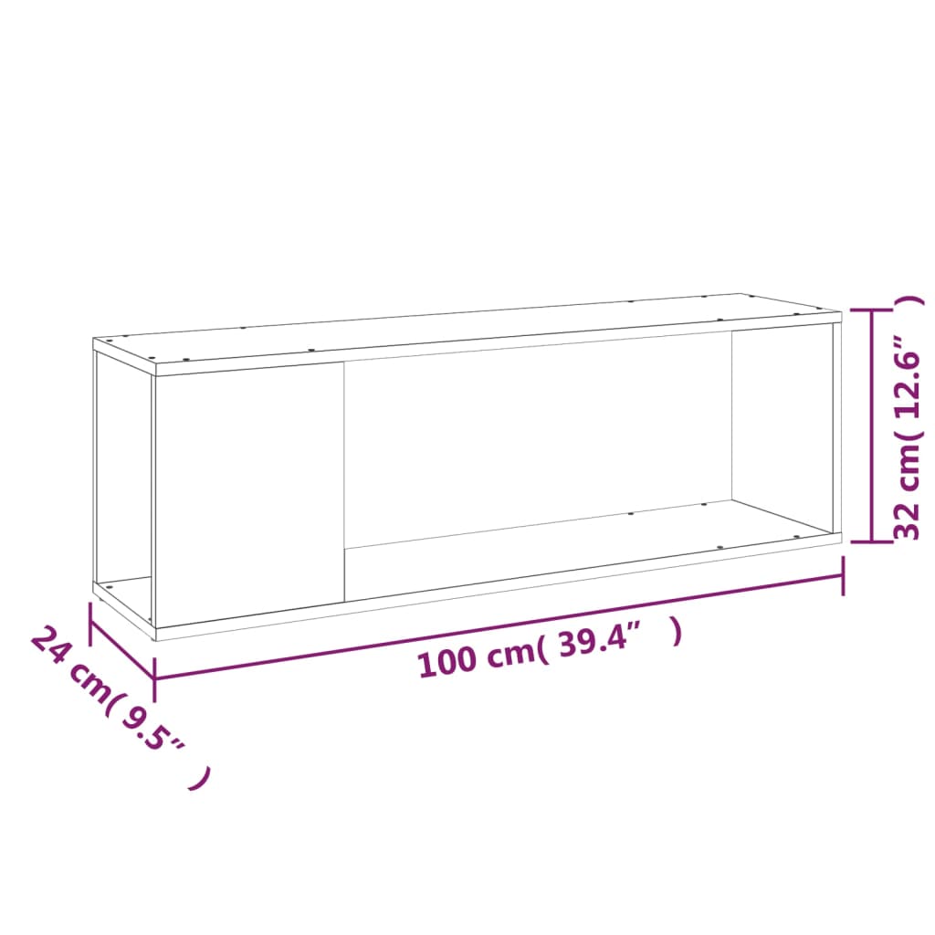 Mobile TV Grigio Cemento 100x24x32 cm in Truciolato