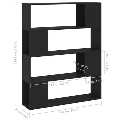 Libreria/Divisorio Nero 100x24x124 cm | homemem39