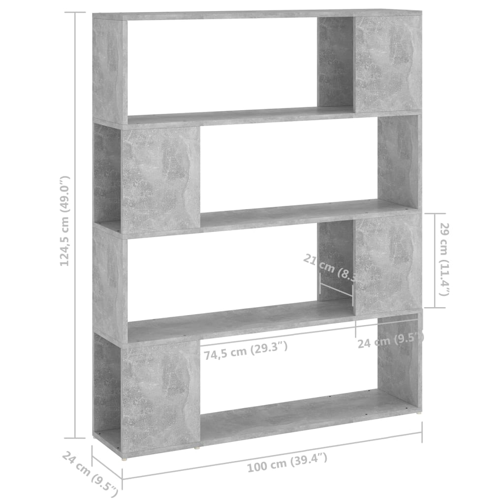 Libreria/Divisorio Grigio Cemento 100x24x124 cm | homemem39