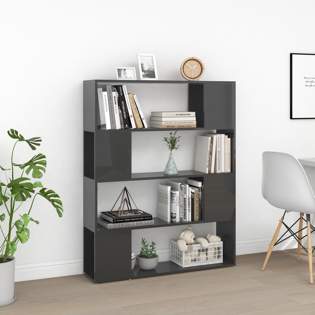 Libreria/Divisorio Grigio Lucido 100x24x124 cm | homemem39