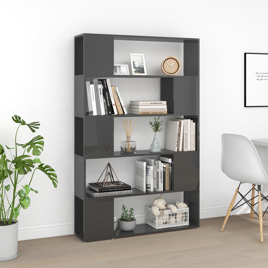 Libreria/Divisorio Grigio Lucido in Legno Multistrato | homemem39