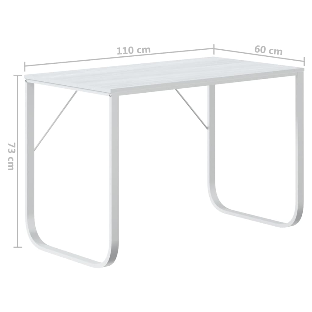 Scrivania per Computer Bianca 110x60x73 cm in Legno Multistrato | homemem39