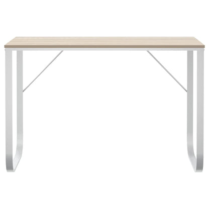 Scrivania Computer Bianca e Rovere 110x60x73 Legno Multistrato - homemem39