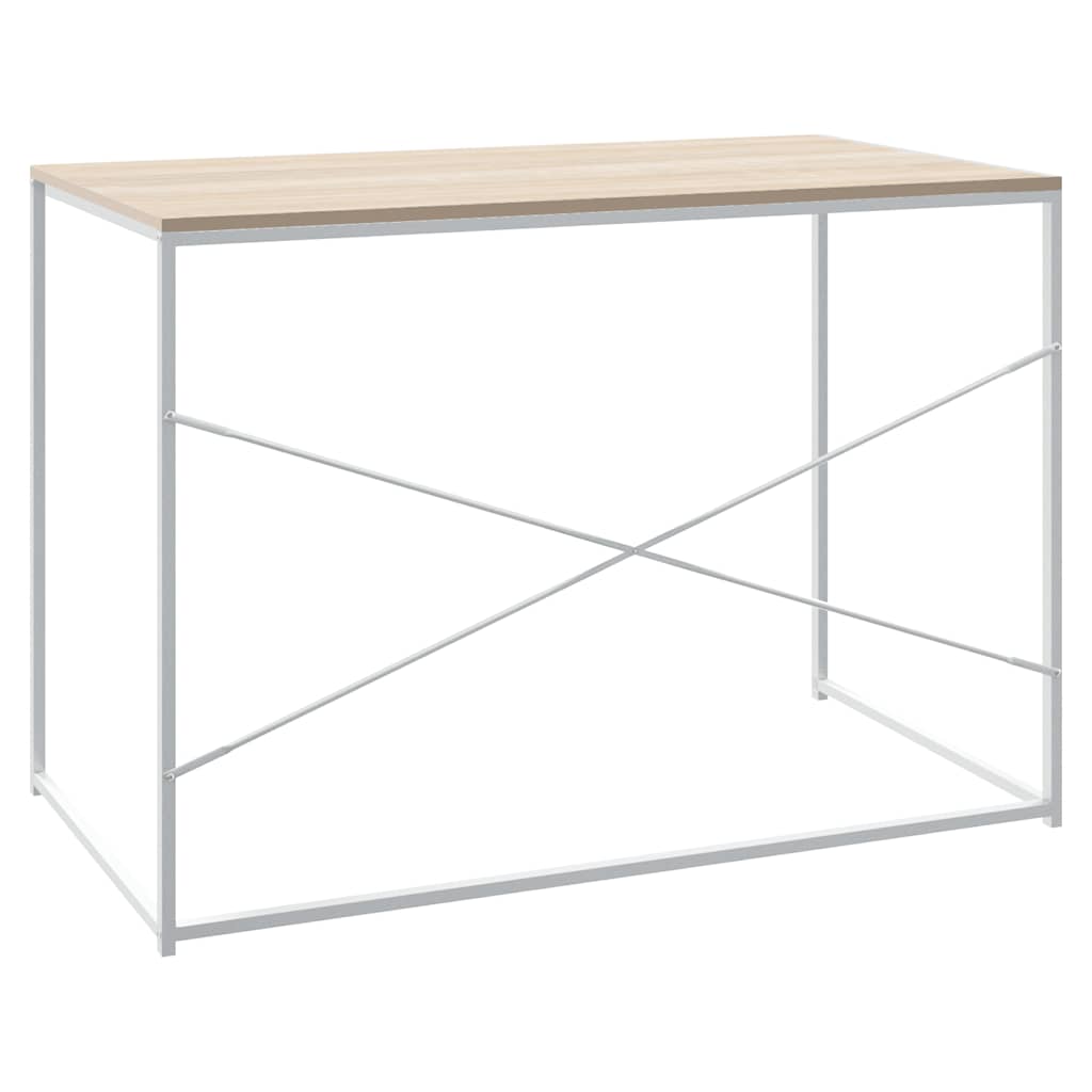 Scrivania Computer Bianca e Rovere 110x60x70 Legno Multistrato | homemem39