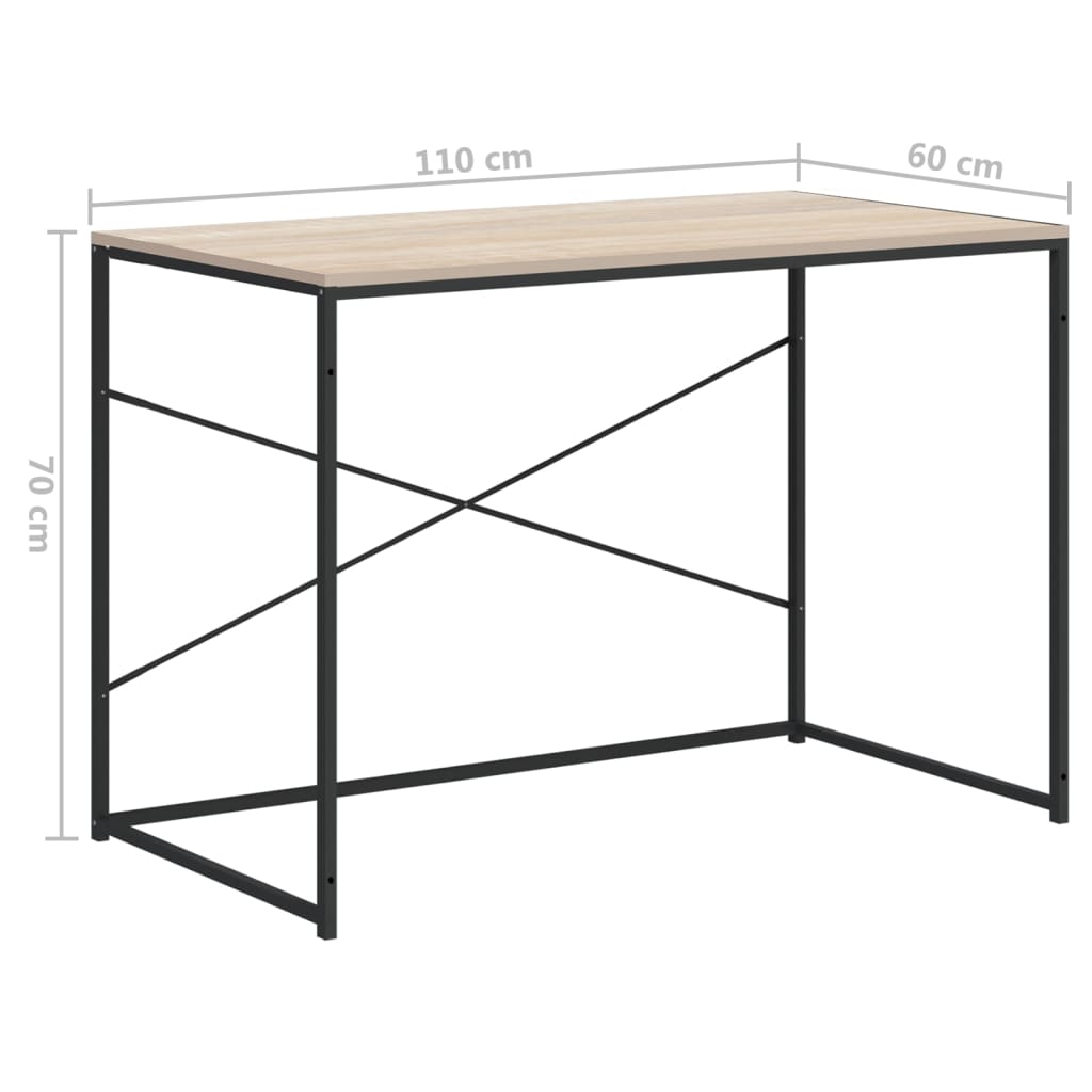 Scrivania Computer Nera e Rovere 110x60x70cm Legno Multistrato - homemem39