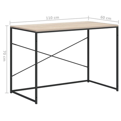 Scrivania Computer Nera e Rovere 110x60x70cm Legno Multistrato - homemem39