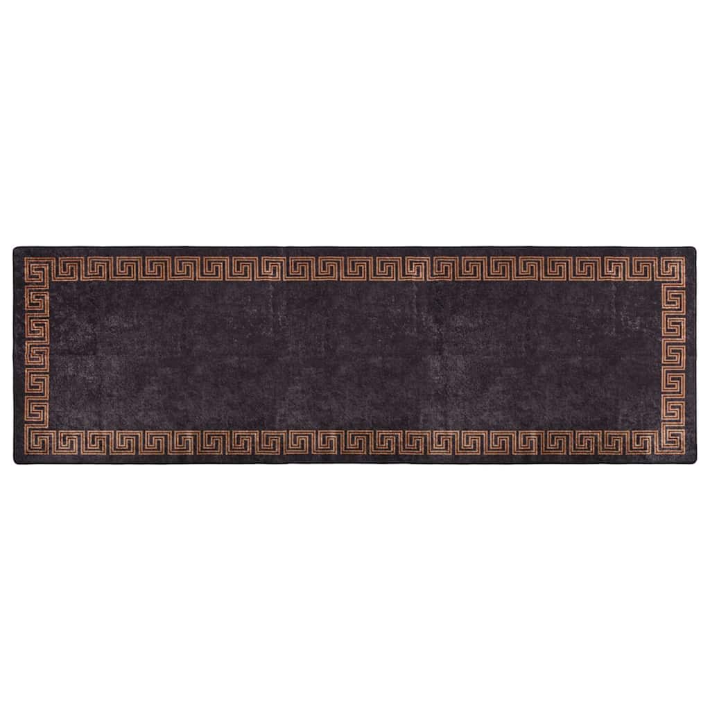 Tappeto Lavabile 80x300 cm Nero e Oro Antiscivolo - homemem39