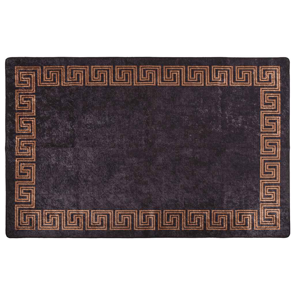 Tappeto Lavabile 160x230 cm Nero e Oro Antiscivolo - homemem39
