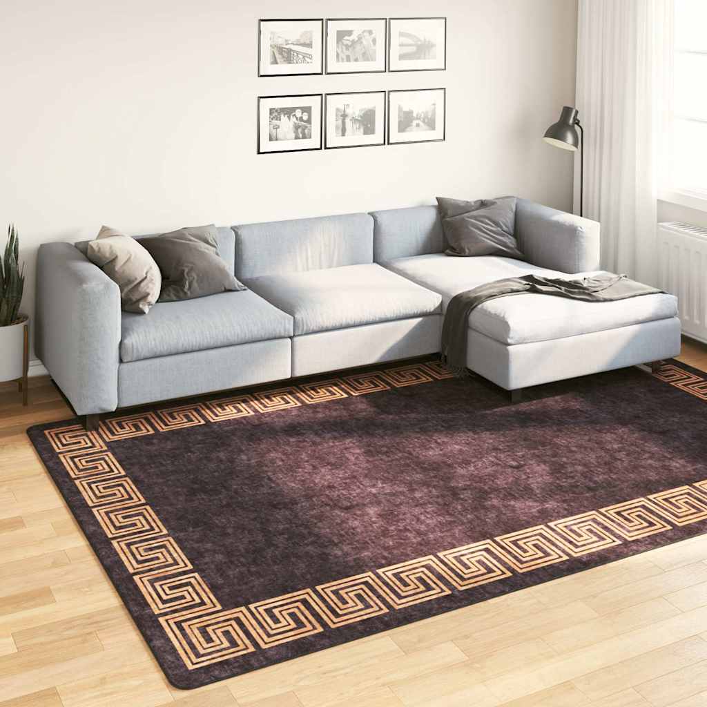 Tappeto Lavabile 190x300 cm Nero e Oro Antiscivolo - homemem39