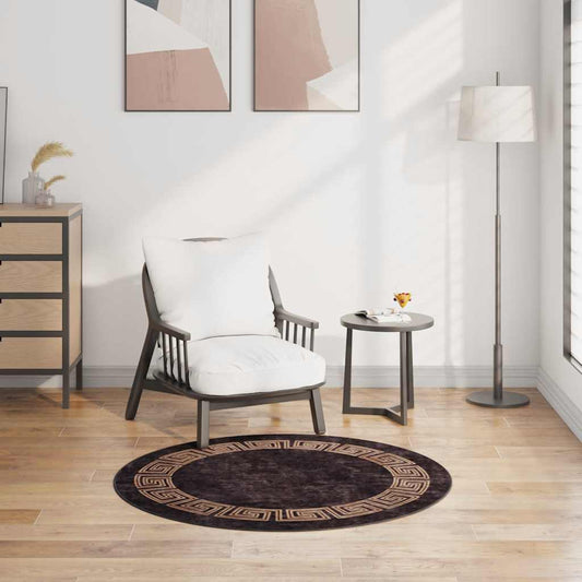 Tappeto Lavabile φ120 cm Nero e Oro Antiscivolo - homemem39