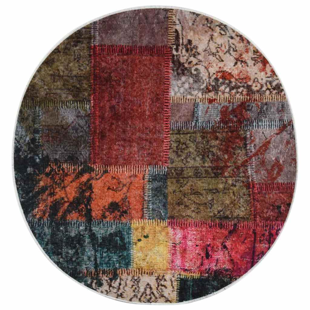 Tappeto Lavabile Patchwork φ120 cm Multicolore Antiscivolo - homemem39