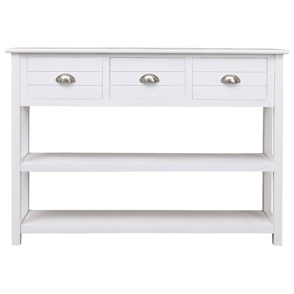 White Sideboard 108x30x76 cm Solid Paulownia Wood