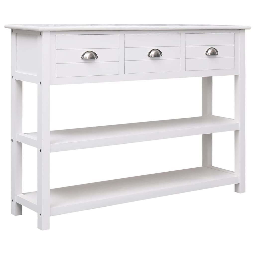 White Sideboard 108x30x76 cm Solid Paulownia Wood