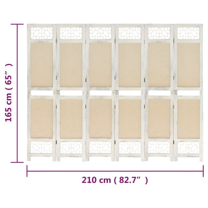 Divisorio a 6 Pannelli Crema 210x165 cm in Tessuto | homemem39