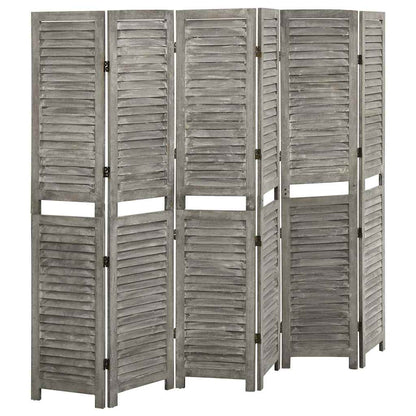 Divisorio a 6 Pannelli Grigio 214x166 cm in Legno Massello