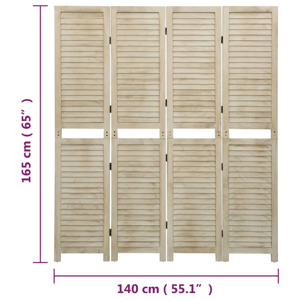 Divisorio a 4 Pannelli 140 x 165 cm Legno Massello di Paulownia | homemem39