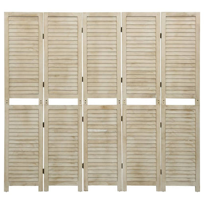 Divisorio a 5 Pannelli 175 x 165 cm Legno Massello di Paulownia - homemem39