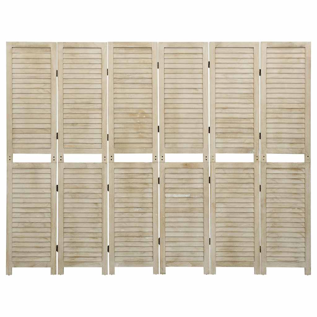 Divisorio a 6 Pannelli 210 x 165 cm Legno Massello di Paulownia