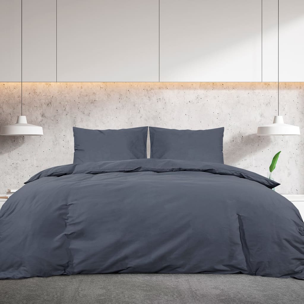 Set Copripiumino Antracite 240x220 cm in Microfibra Leggera | homemem39