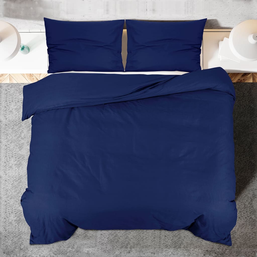 Set Copripiumino Blu Marino 200x200 cm in Microfibra Leggera | homemem39