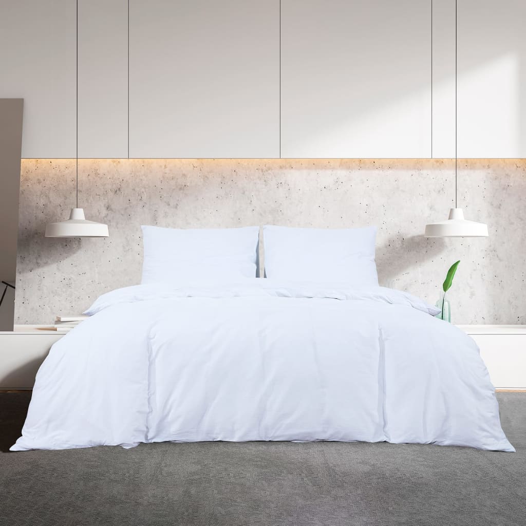 Set Copripiumino Bianco 200x200 cm in Microfibra Leggera | homemem39
