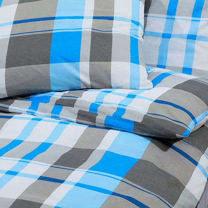 Set Copripiumino Blu e Grigio 200x200 cm in Cotone | homemem39