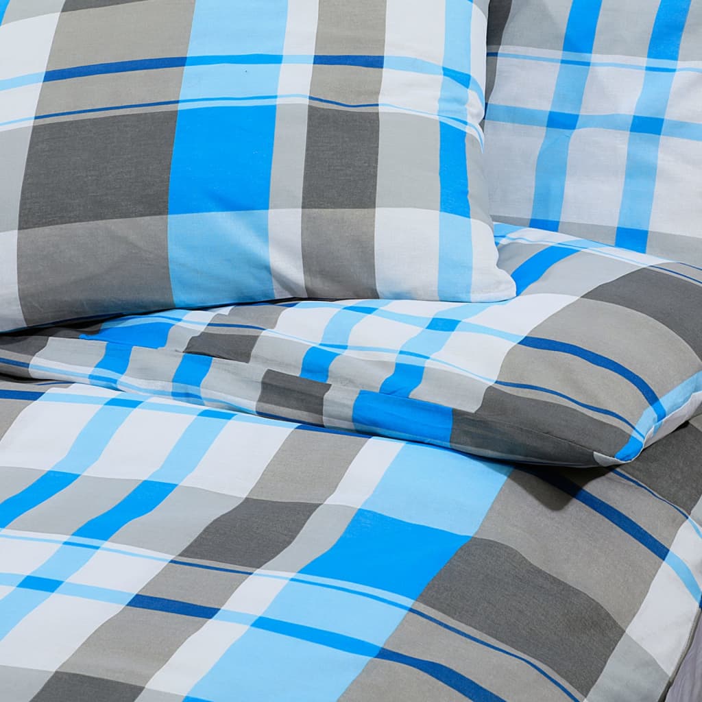 Set Copripiumino Blu e Grigio 200x220 cm in Cotone