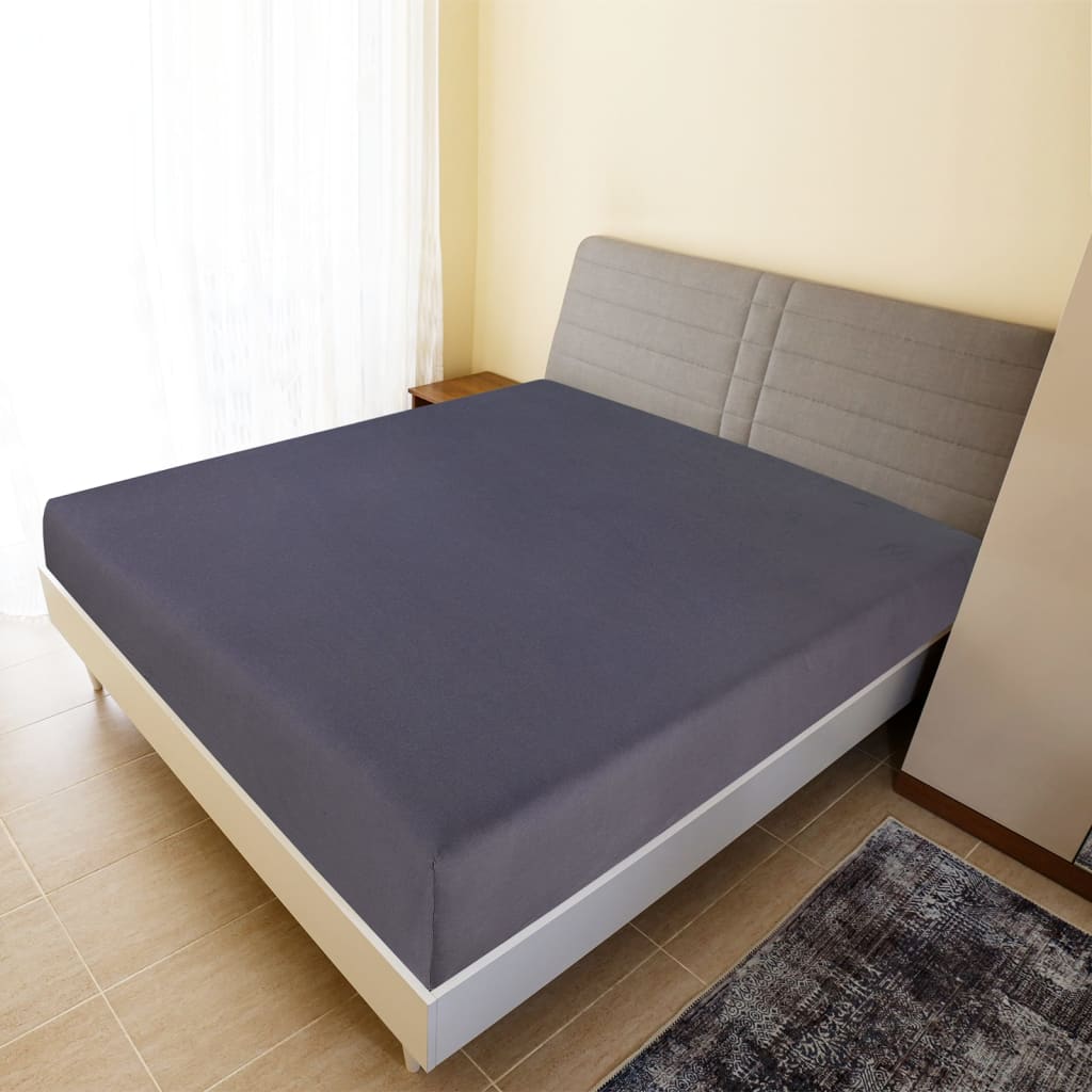 Lenzuola con Angoli Jersey 2 pz Antracite 140x200 cm Cotone - homemem39