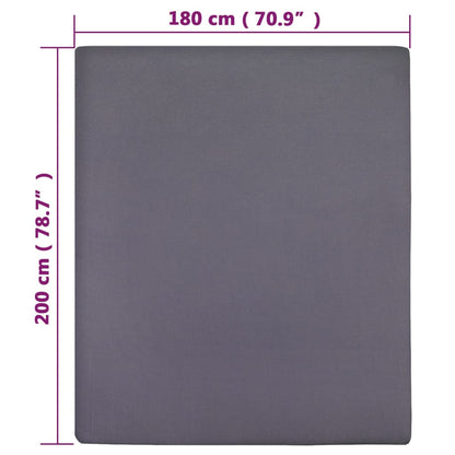 Lenzuola con Angoli Jersey 2 pz Antracite 180x200 cm Cotone