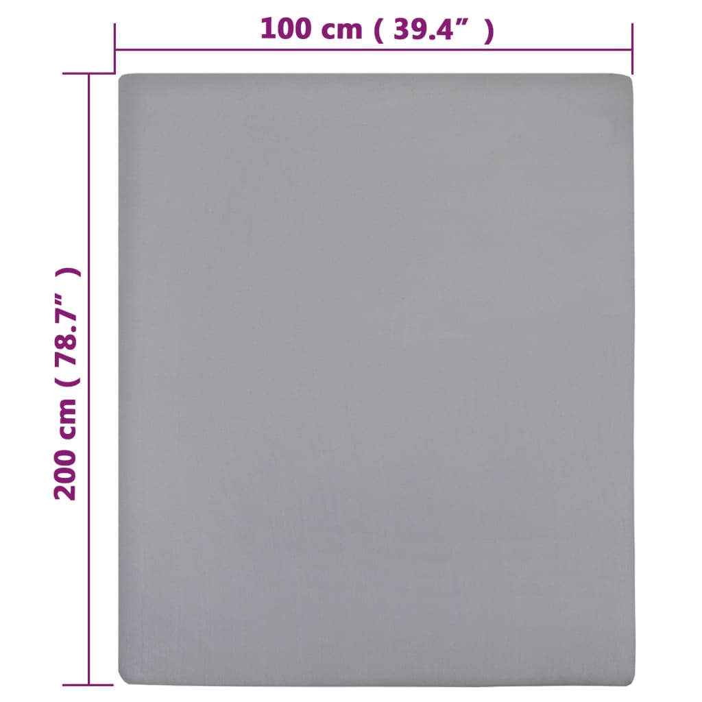 Lenzuola con Angoli Jersey 2pz Grigio 100x200 cm Cotone