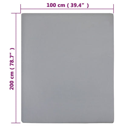 Lenzuola con Angoli Jersey 2pz Grigio 100x200 cm Cotone