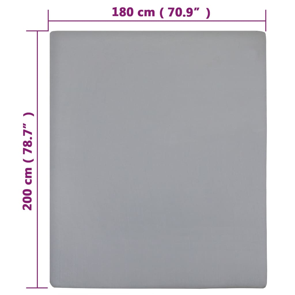 Lenzuola con Angoli Jersey 2pz Grigio 180x200 cm Cotone