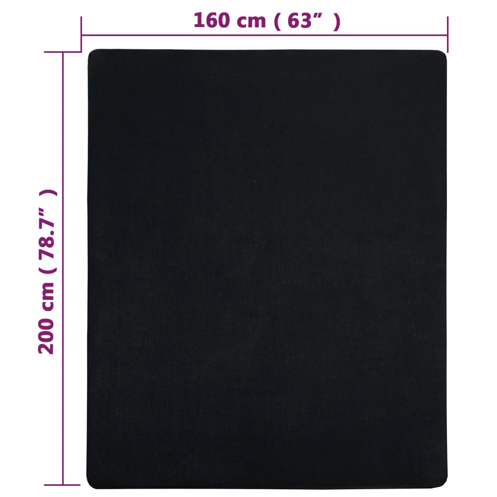 Lenzuolo con Angoli Jersey Nero 160x200 cm Cotone