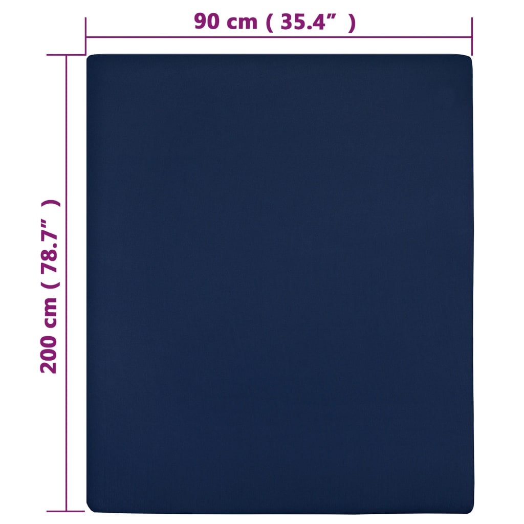 Lenzuola con Angoli Jersey 2pz Blu Marino 90x200 cm Cotone